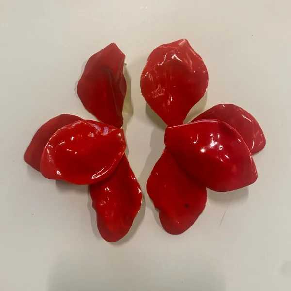 Glossy Enamel flower Stud Earrings_red